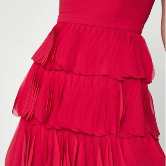 BCBG MAXAZRIA Rio Red Chiffon Ruffle Eve Short Dress - Picture 8 of 11